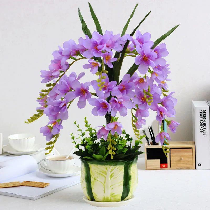 Afralia™ Phalaenopsis Orchid Vase Set - Artificial Flower Home Decoration Bouquet