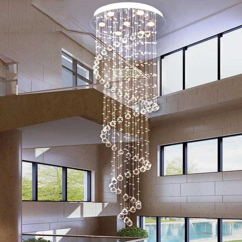 Afralia™ LED Crystal Spiral Chandelier for Living Room Foyer Bedroom Hall Lighting