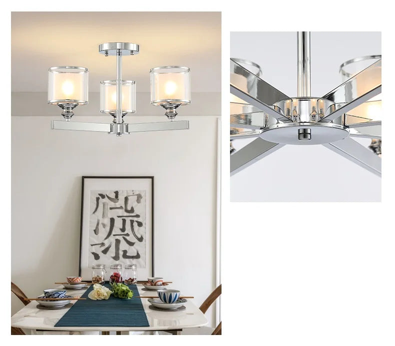 Afralia™ Double Glass LED Crystal Chandelier in Chrome Finish for Living Room