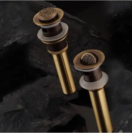 Afralia™ Brass Bathroom Sink Push-down Pop Up Drain - High Quality Lavatory Faucet Accessories