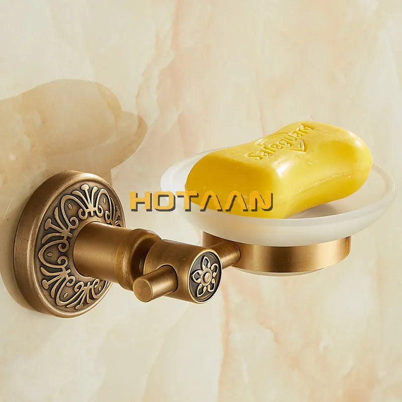 Afralia™ Antique Brass Wall Mounted Soap Dish - Bathroom Glass Holder