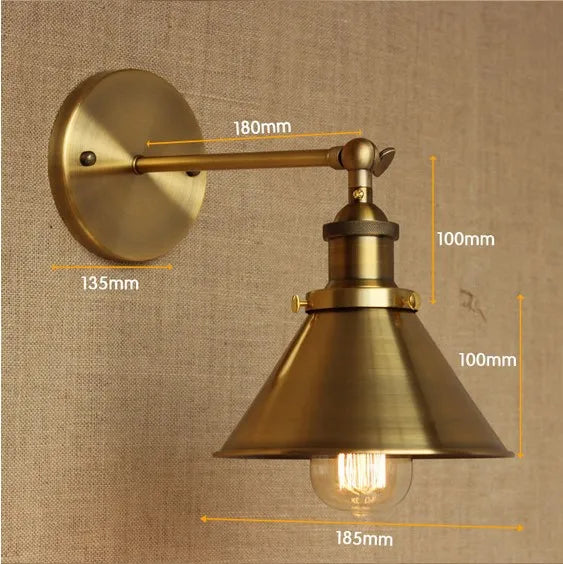 Afralia™ Vintage Iron Brass Wall Lamp Light Cafe Room Edison Loft Industrial Style