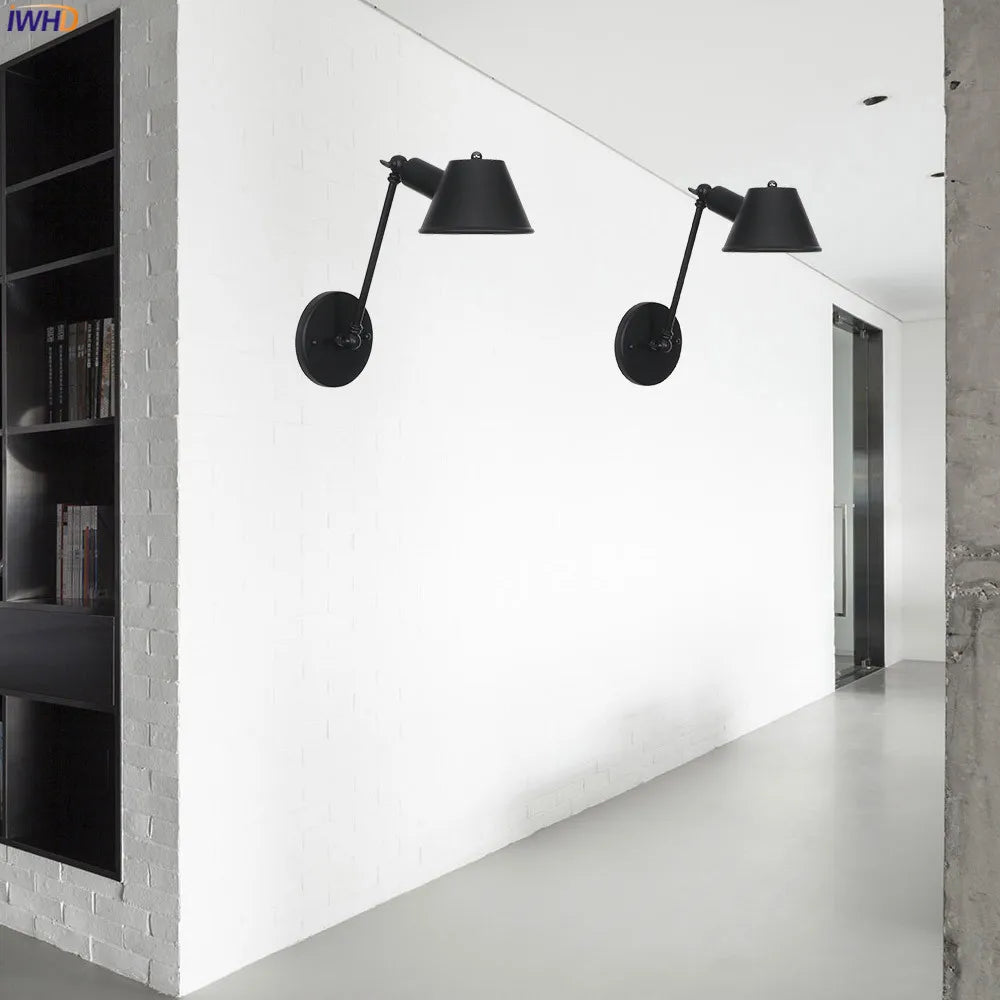 Afralia™ Retro LED Wall Light Adjustable Long Arm Sconce Bedroom Bathroom Stair Loft Vintage