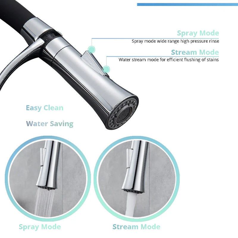 Afralia™ Swivel Pull Down Kitchen Faucet High Pressure Stream Spray Tap Mixer