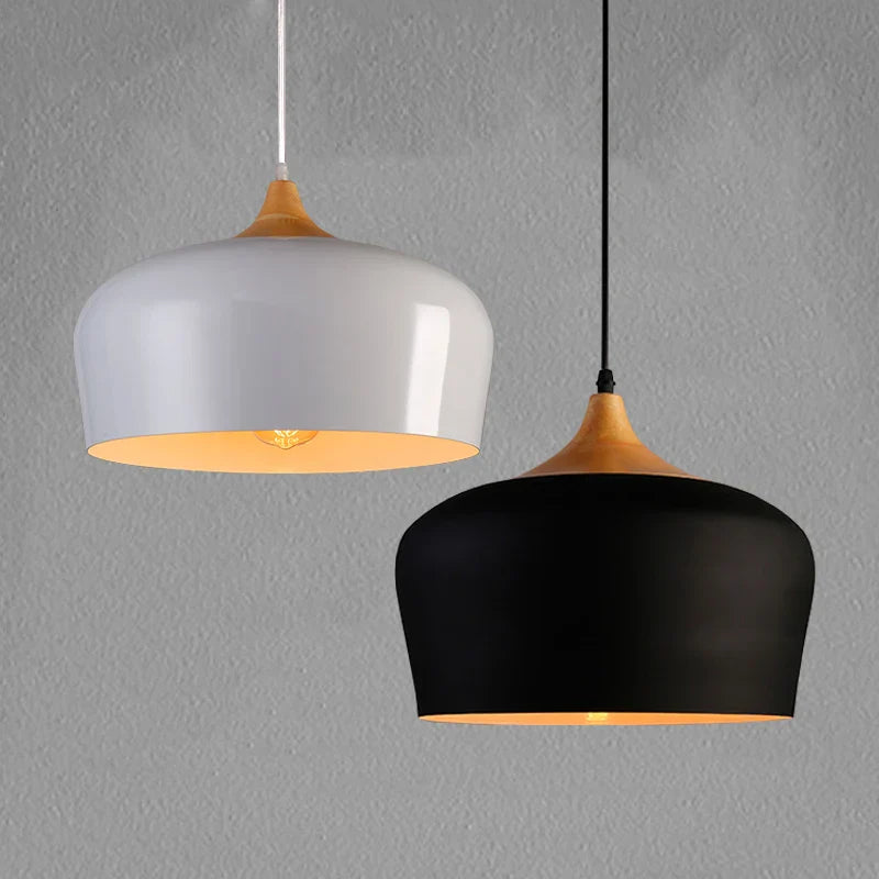 Afralia™ Modern Wood Aluminum Pendant Light for Restaurant Bar Coffee Dining Room