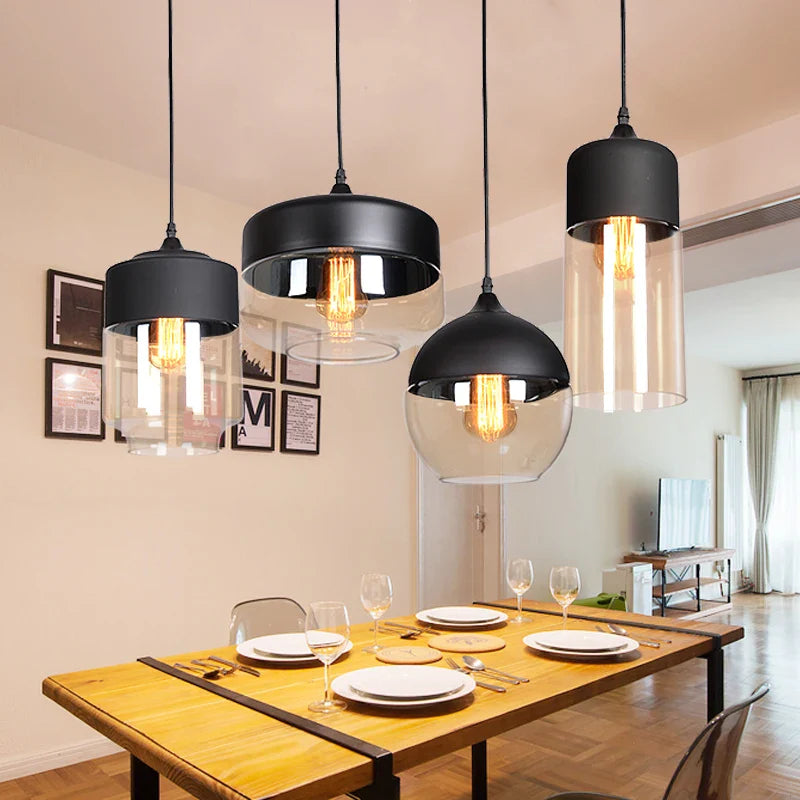 Afralia™ Glass Nordic Pendant Lamp for Dining Room, Bar, Cafe, Loft - LED Industrial Lighting