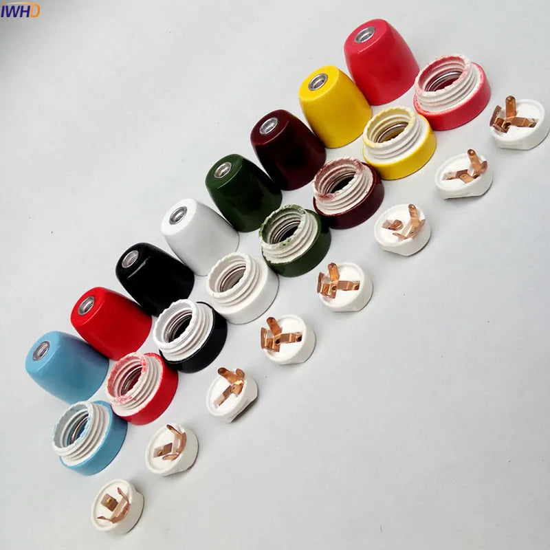 Afralia™ Ceramic E27 Socket Bulb Holder Vintage Fitting Base UL CE