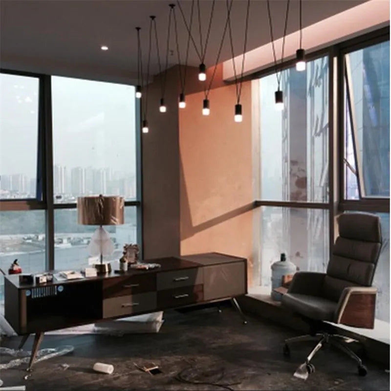 Afralia™ Geometric LED Wire Pendant Chandelier - Industrial Home Decor Spider Lamp