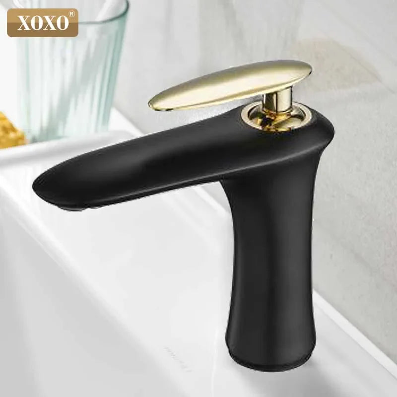 Afralia™ Single Handle Basin Faucet Hot Cold Water Mixer Tap in Black Chrome White