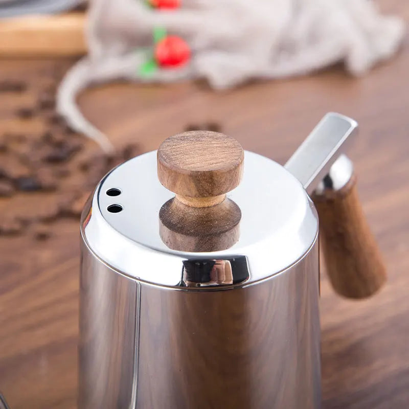Afralia™ Gooseneck Stainless Steel Pour Over Kettle with Wooden Handle