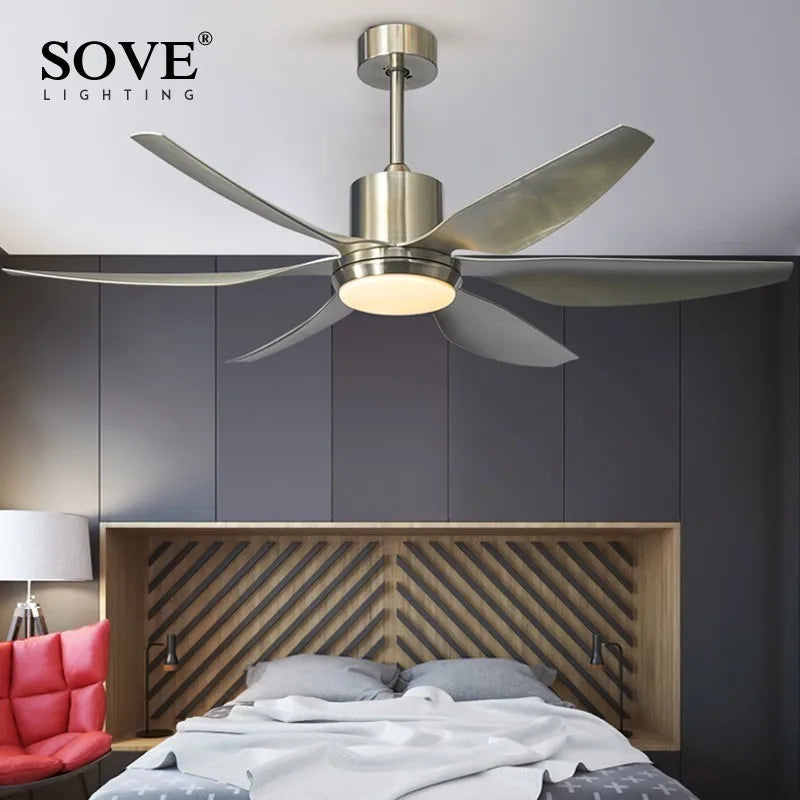 Afralia™ 66" Modern LED Brown Ceiling Fan with Remote Control for Living Room