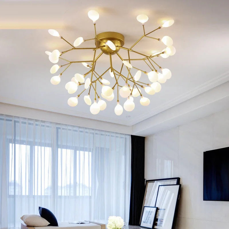 Afralia™ Modern Gold/Black LED Ceiling Chandelier for Living Room and Bedroom Lighting