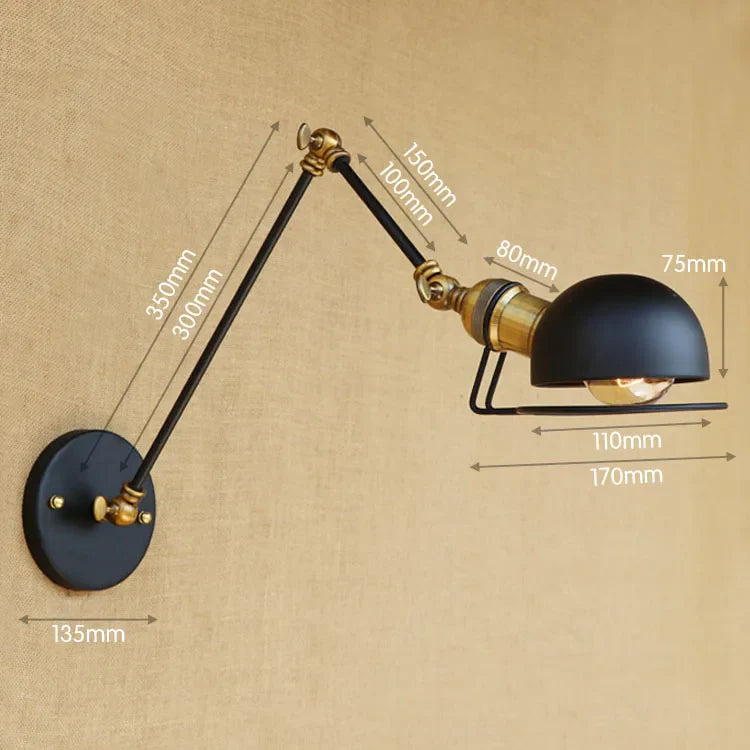 Afralia™ Industrial Vintage Wall Sconce Swing Arm Light Fixture
