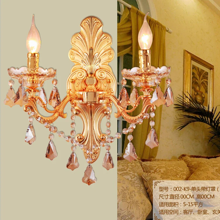 Afralia™ Gold Crystal Wall Light Indoor Lamp - Elegant Alloy Crystal Candle Design