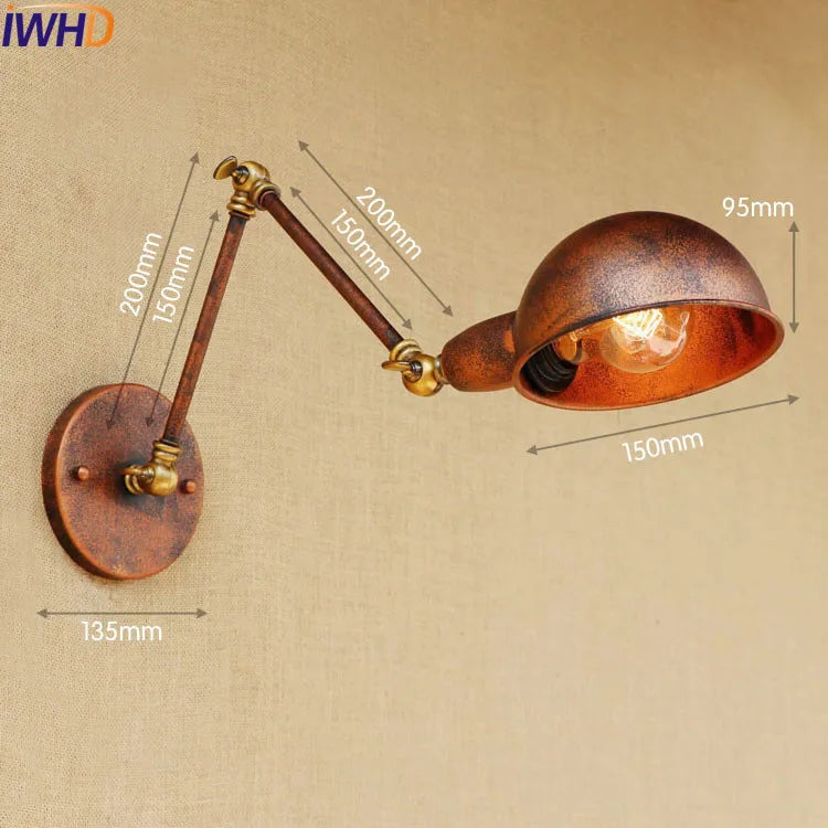 Afralia™ Silver Retro Vintage Swing Long Arm Wall Light LED Sconce Industrial Lighting