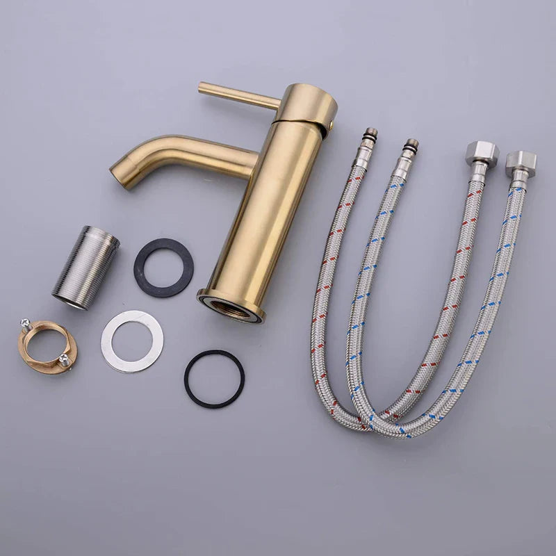 Afralia™ Golden Brass Basin Faucet Deck Mounted Vessel Sink Mixer Tap Hot Cold