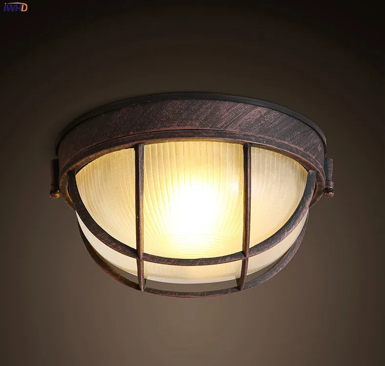 Afralia™ Vintage Retro LED Kitchen Ceiling Light Fixture - Round American Country Style