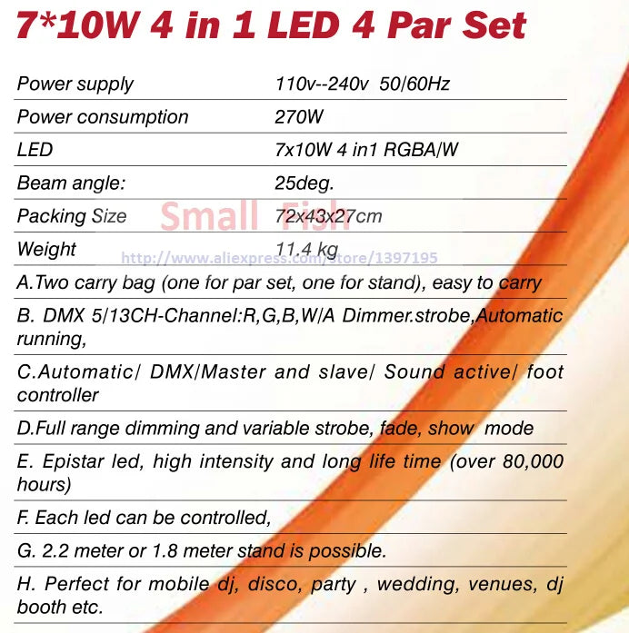 Afralia™ Led Par Kit: 4x7x10W 4in1 RGBW Slim Flat Par Lights Set with Stand & Foot Controller