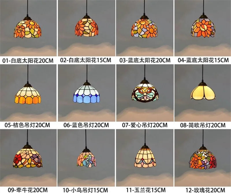 Afralia™ Mediterranean Mosaic Glass LED Pendant Light for Dining Room and Bar