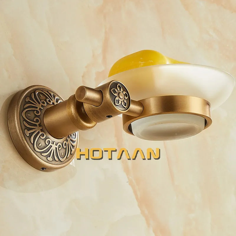 Afralia™ Antique Brass Wall Mounted Soap Dish - Bathroom Glass Holder