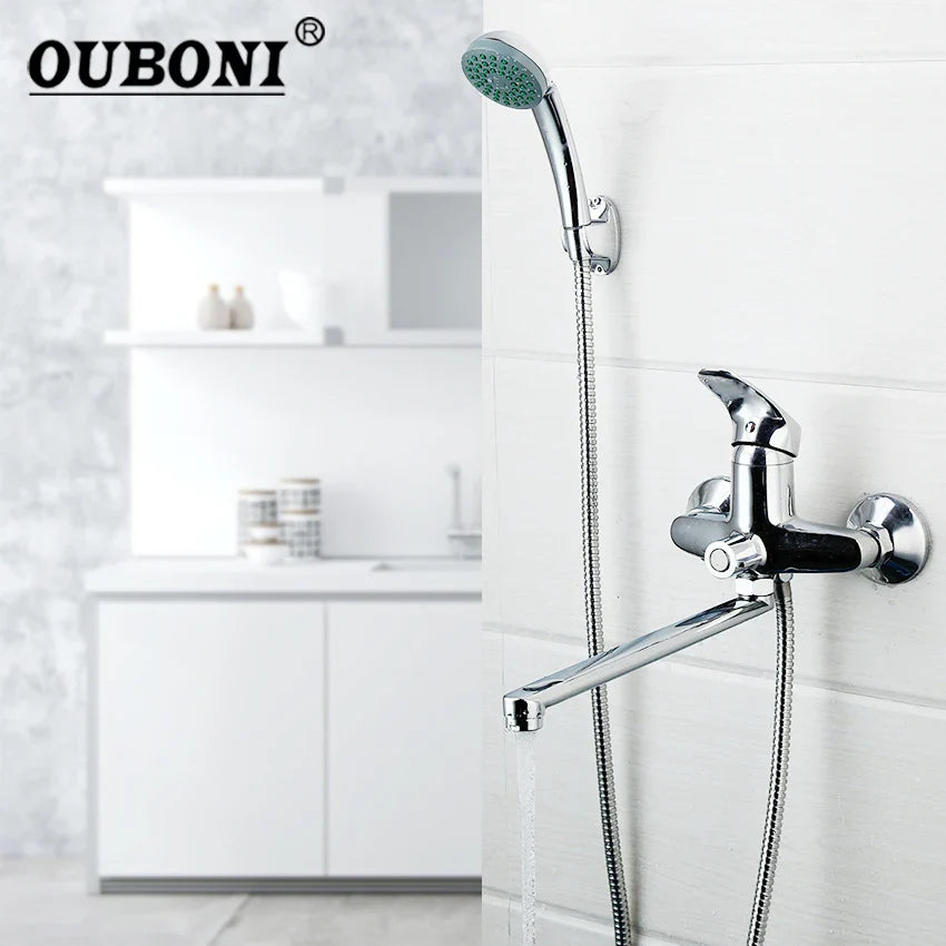 Afralia™ Rotating Bathroom Shower Faucet Mixer Tap With Hand Shower Faucet Set