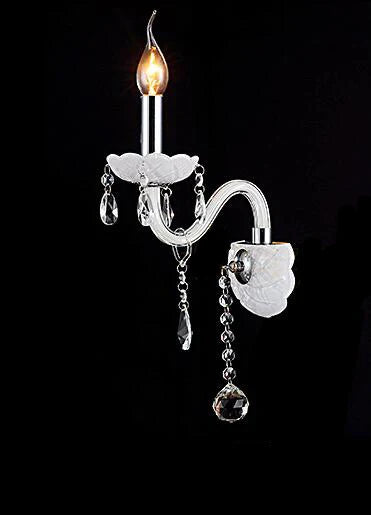 Afralia™ Crystal Wall Lamp with Double Head LED Bulbs and Fabric Lampshade