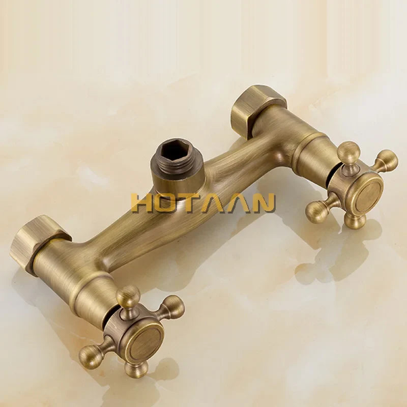Afralia™ Antique Brass Bathroom Shower and Basin Tap Set