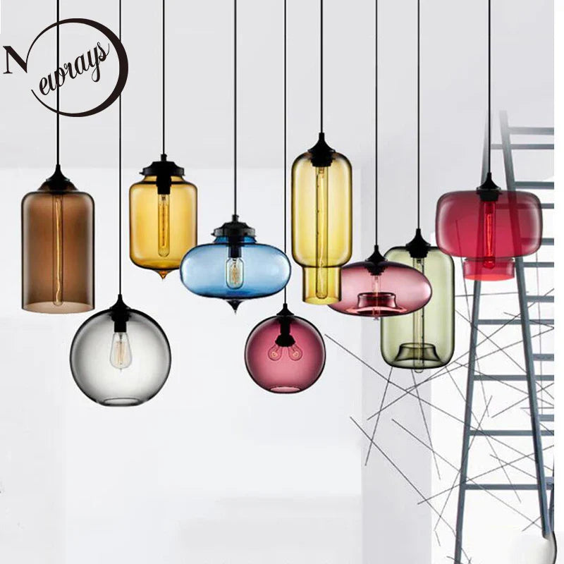 Afralia™ Glass Bowl Pendant Lights: Modern Colorful E27 Hanging Lamps for Kitchen, Living Room, Bedroom.