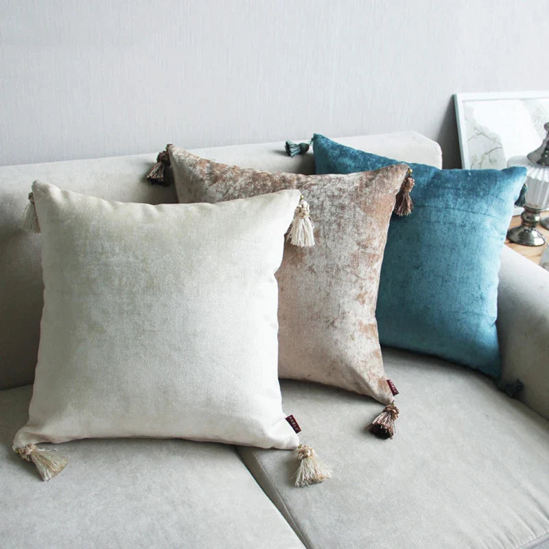 Afralia™ Tassels Cushion Cover - Solid Colors - Home Decor - 45x45cm/60x60cm