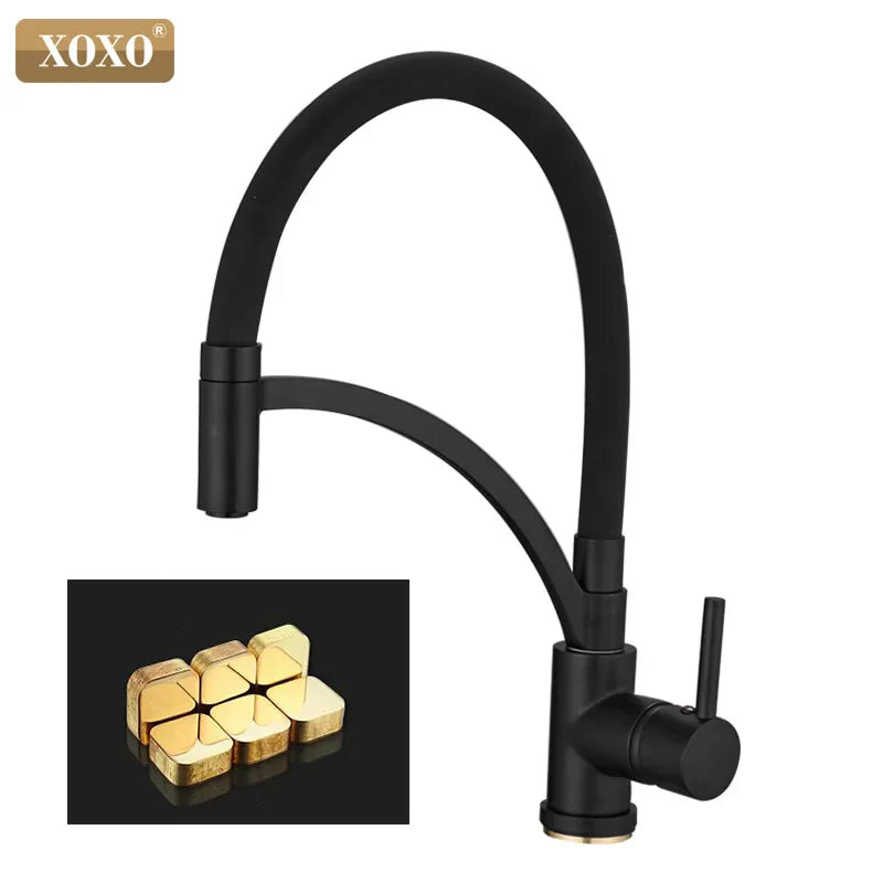 Afralia™ Black Chrome Kitchen Tap Faucet Pull Down Mixer for Sink.