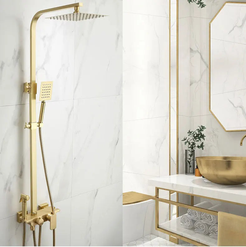 Afralia™ Brushed Gold Bath & Shower Faucet Set for Luxurious Rainfall Experience