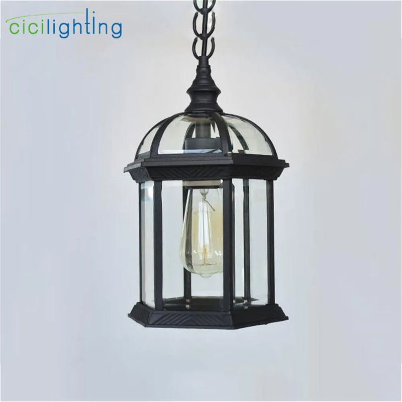 Afralia™ Outdoor Aluminum Alloy Pendant Light with Clear Glass Shade