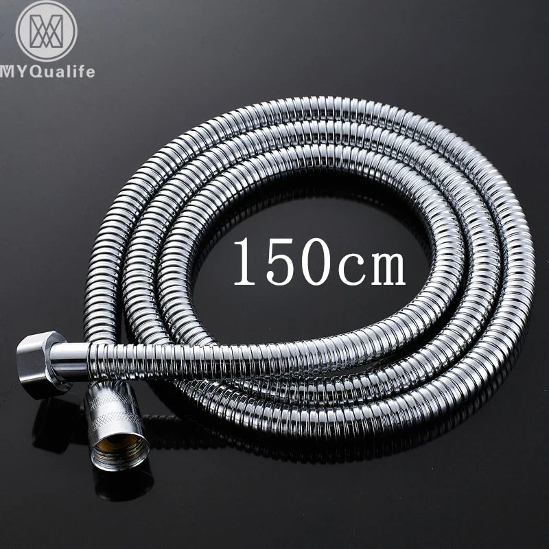 Afralia™ Chrome Stainless Steel Flexible Shower Hose - Bathroom Water Pipe, 1.5/2.45/3m