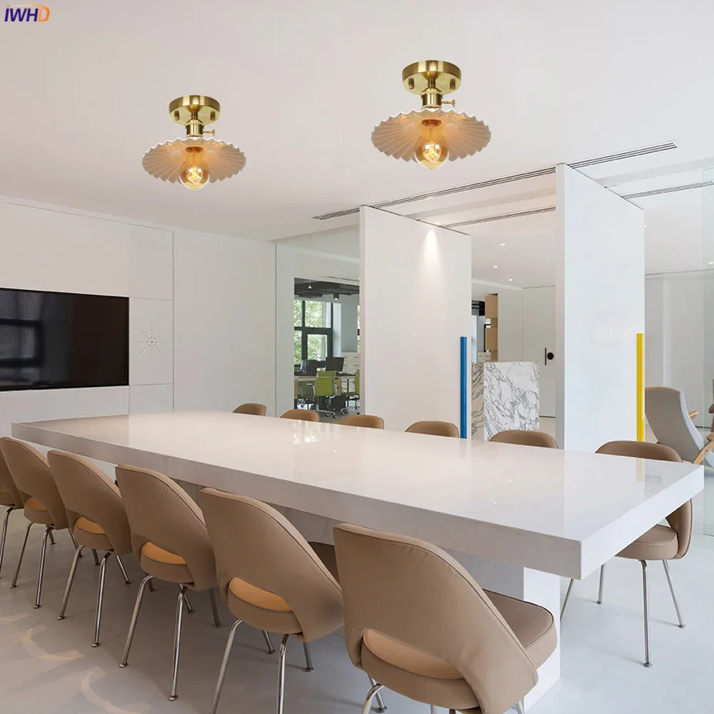Afralia™ Nordic White Ceramic LED Ceiling Light: Copper Ceiling Lamp for Living Room