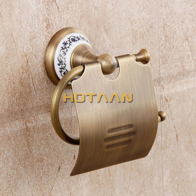 Afralia™ Solid Brass Bathroom Accessories Set - Robe Hook, Paper Holder, Towel Bar, Soap Basket