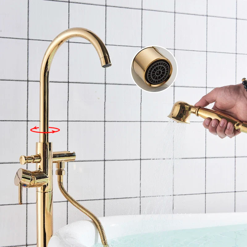 Afralia™ Gold Tub Sink Faucet with Handshower