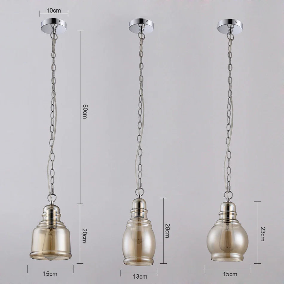 Afralia™ Loft Industrial Chain Pendant Lights Vintage Edison Dinning Room Lamps Glass Shades