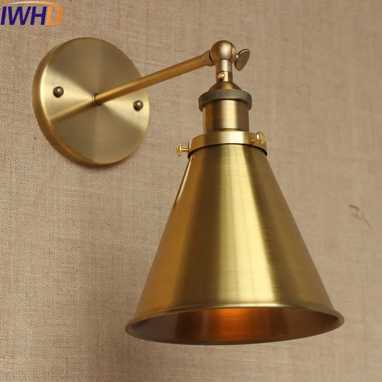 Afralia™ Retro Loft Vintage Wall Lamp Gold Shade Industrial Sconce Fixtures