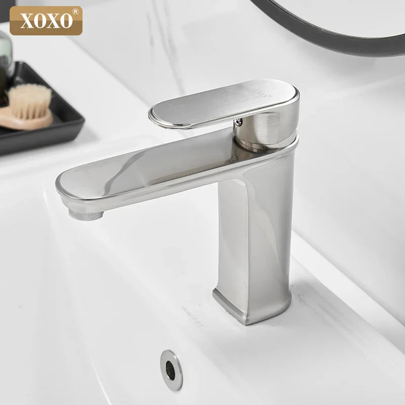 Afralia™ Black Finish Brass Basin Faucet Hot Cold Water Mixer Tap Single Handle