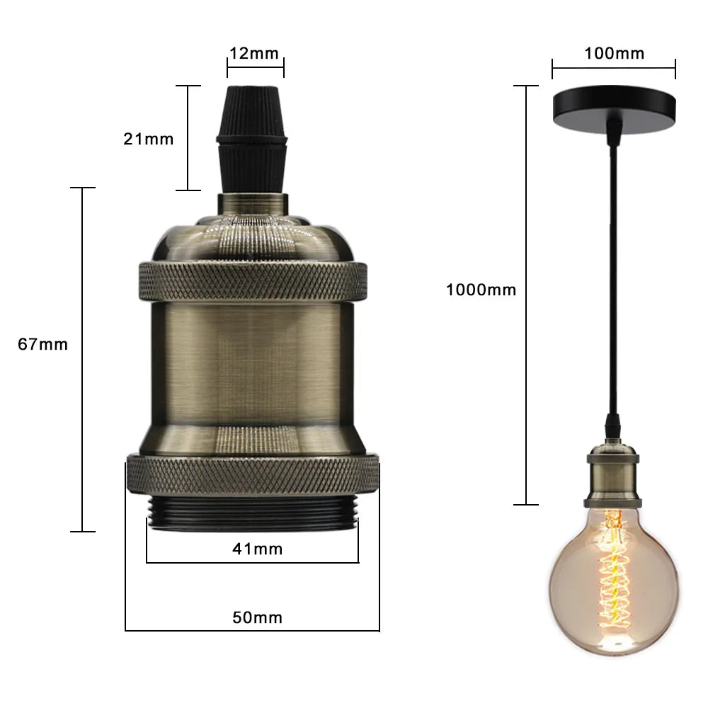 Afralia™ Retro Style E27 Pendant Light Holder with Switch, 110V/220V Socket