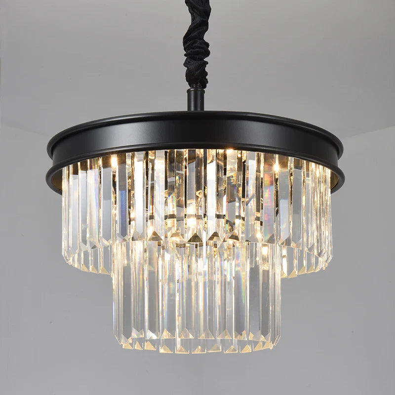 Afralia™ Modern Vintage K9 Crystal Chandelier E14 Lights for Living Room Bedroom Restaurant