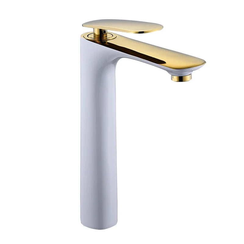 Afralia™ Tall Basin Faucet Hot&Cold Mixer Tap Gold/Chrome/White/Red/Black Bathroom Crane Sink