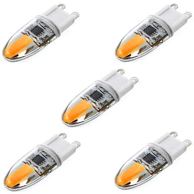 Afralia™ LED G9 Bulb 5pcs Set 220V COB 160LM Bi-pin Chandeliers Replacement