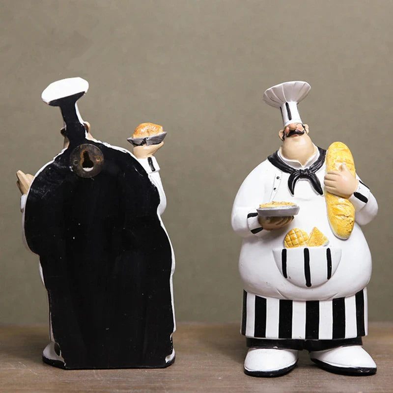 Afralia™ Chef Figurines Set - Vintage Resin Wall Ornaments for Home Decor & Gifts