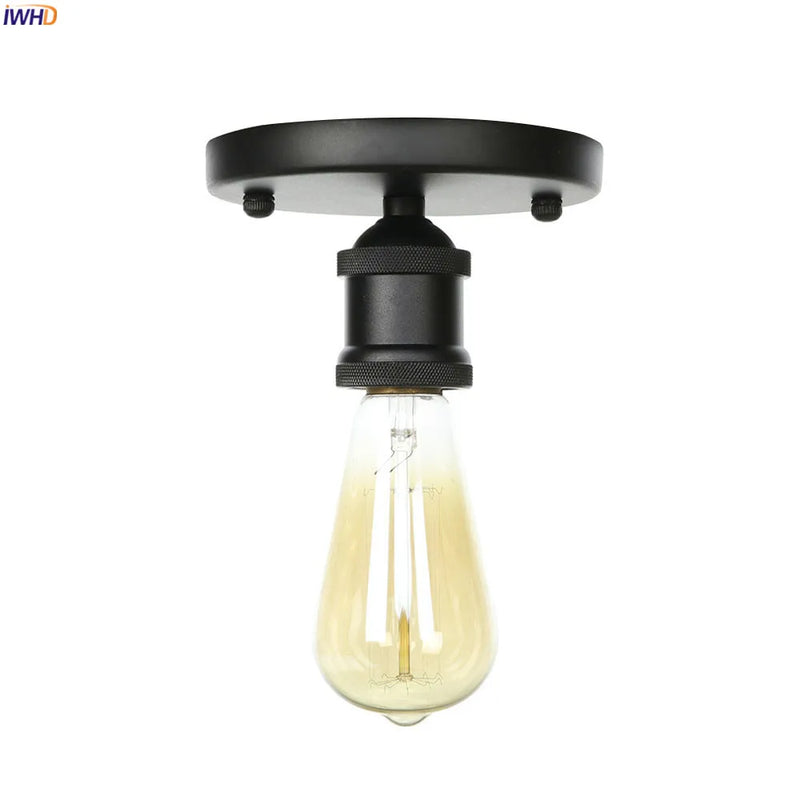 Afralia™ Black Metal Vintage Edison Ceiling Lamps for Industrial Living Room Decor