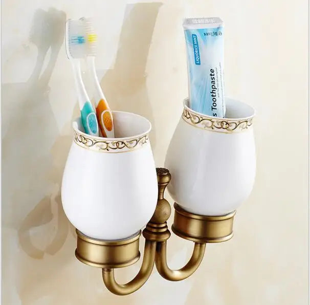 Afralia™ Copper Carved Bathroom Accessories Set: Towel Shelf, Towel Bar, Paper Holder, Cloth Hook