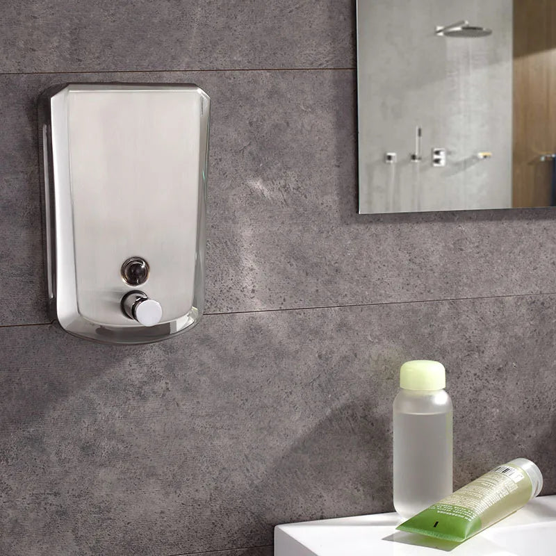 Afralia™ Wall Mount Liquid Soap Dispenser 500ml Modern Bathroom Shower Lotion Shampoo