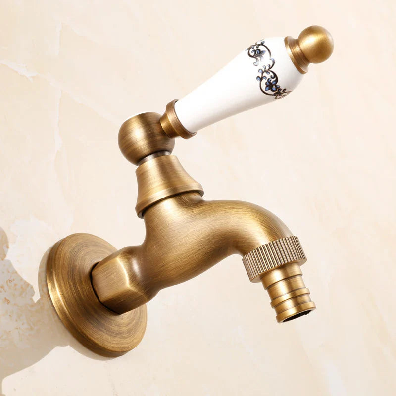 Afralia™ Brass Antique Bibcock Faucet for Garden and Laundry, Cold Water Tap