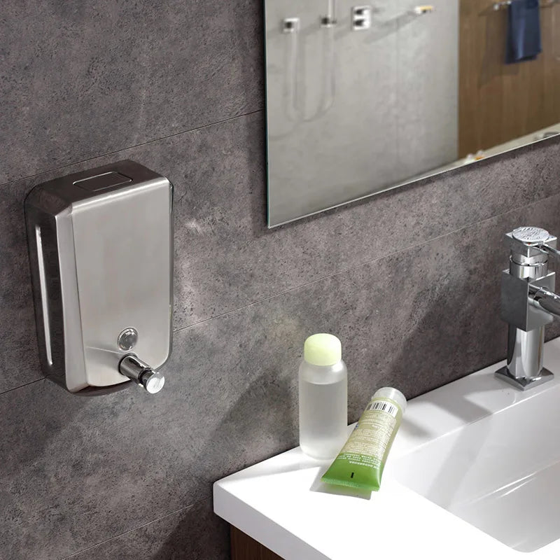 Afralia™ Wall Mount Liquid Soap Dispenser 500ml Modern Bathroom Shower Lotion Shampoo
