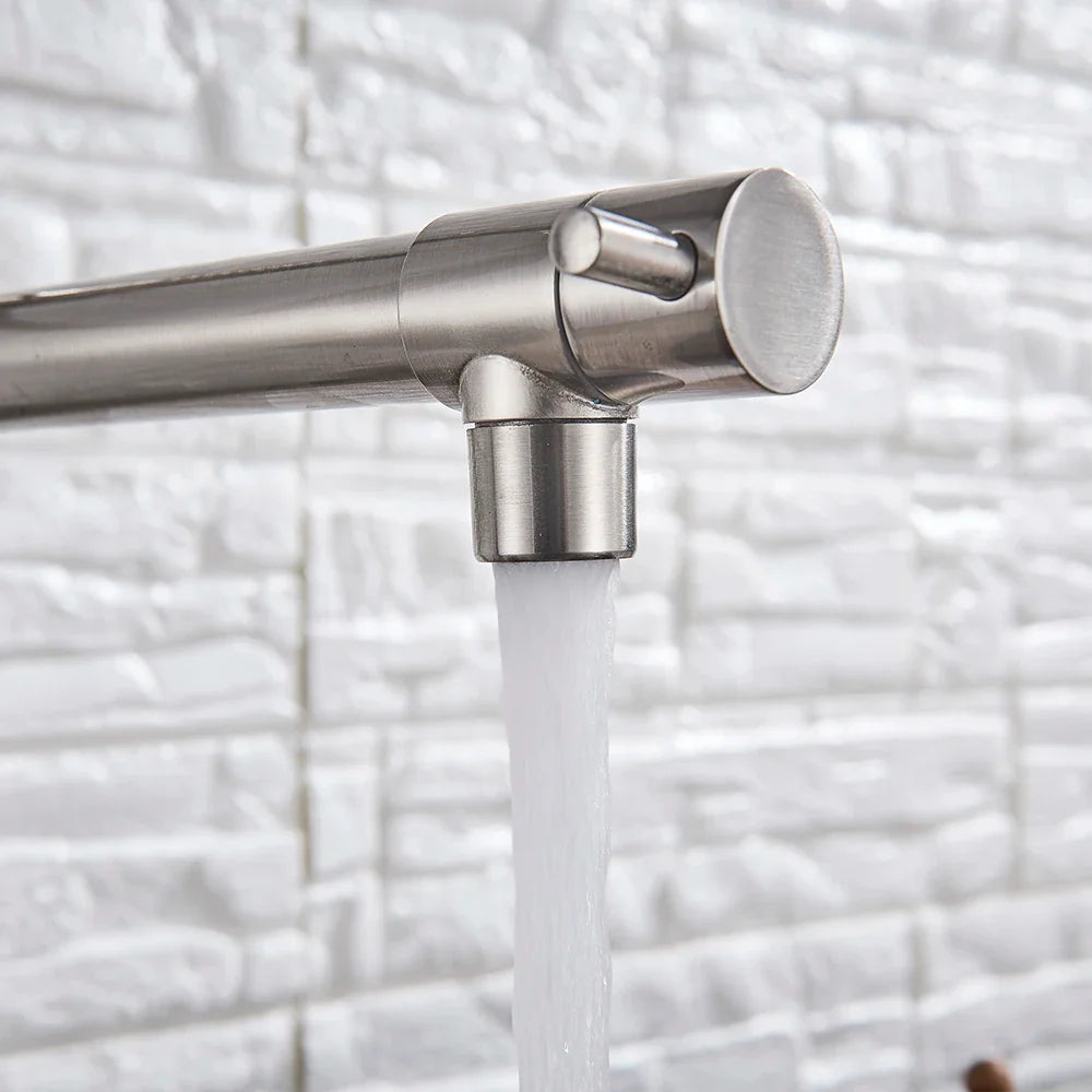 Afralia™ Spring Brass Kitchen Faucet with Pull Out Dual Spouts Dual Handle Mixer